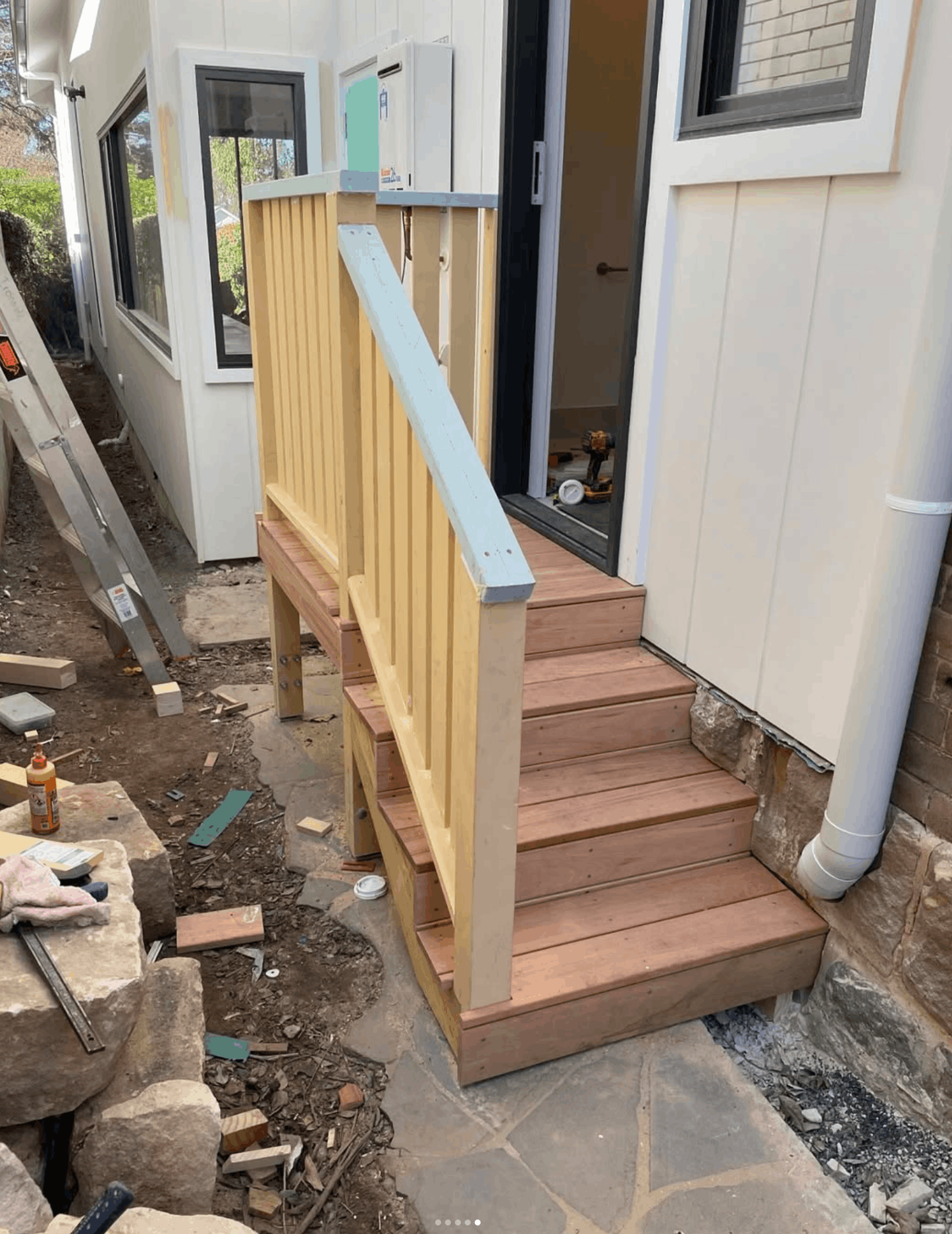 Custom timber stair build with handrail